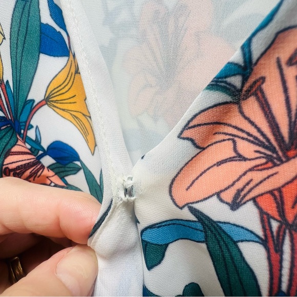 PARKER Blue Floral Lilly High Low Ruffle Dress Short Sleeve Flowy Dress Sz Small - Picture 7 of 15